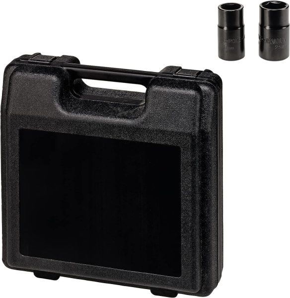 Einhell clé à chocs pour véhicules CC-HS 12/2 (12 V, couple max. de 350 Nm, niveau à bulle intégré, lampe LED, avec 2 embouts de douilles 17/19 et 21/23 mm)