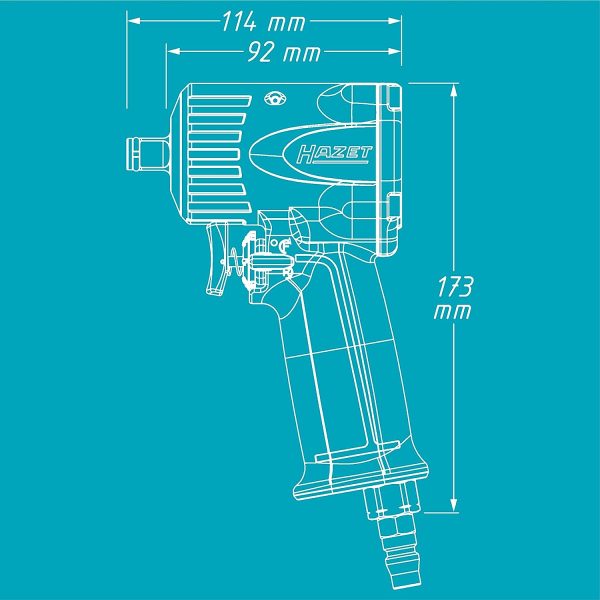 HAZET Clé à chocs air comprimé 9012M - Vissage max. couple de desserrage 1100 Nm, carré 12,5 mm (1/2 pouce) - peu de vibrations - outil pour serrer et desserrer des vis