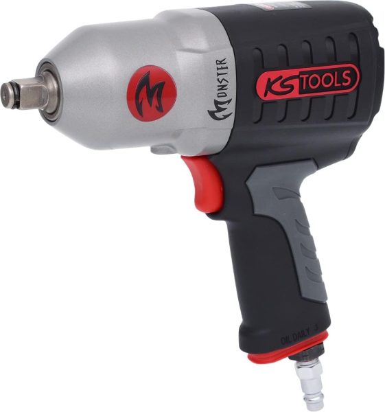 KS TOOLS 515.1210 - Clé à Choc Pneumatique Monster 1/2 - Boulonneuse à Choc Haute Performance - Électrique 3 Réglages - Outil pour Travaux sur Automobiles - Puissance Jusqu’à 1690 Nm Noir/Rouge