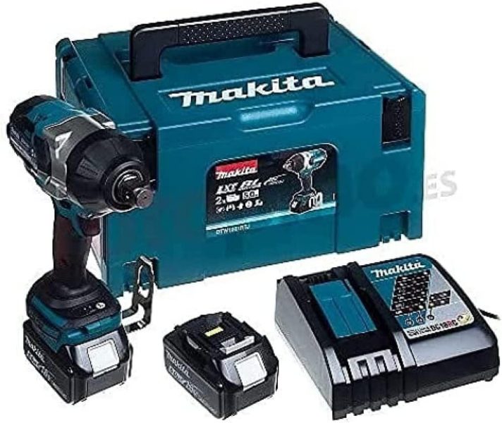 Makita Boulonneuse à chocs 18V LXT 1050Nm 3/4 (2x5,0 Ah) en MAKPAC DTW1001RTJ