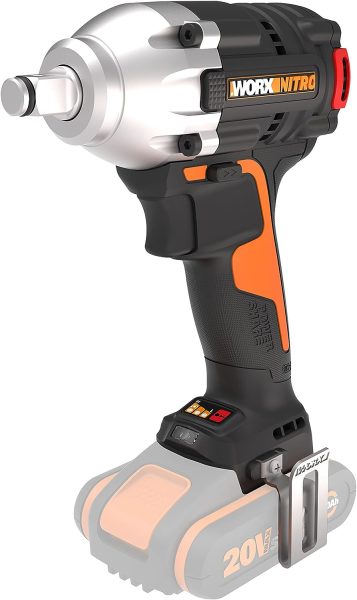WORX NITRO - Clé à chocs sans fil Brushless 20V - 300Nm - WX272.9-6,35 mm HEX (Livrée avec 2 batteries et chargeur rapide, crochet, embout de tournevis, coffret)