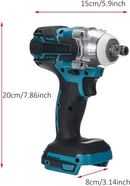 Clé À Impact, Clé À Impact Pneumatique 320nm Pistolet À Impact 3200 RPM Perceuse Visseuse Batterie Haute Couple Vis À Impact Dair Comprimé pour Batterie Makita BL1850 BL1860B
