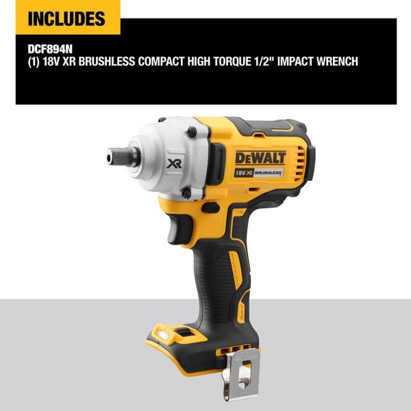 DEWALT Clé à Chocs Compacte 1/2 XR 18V sans Batterie ni Chargeur DCF894N-XJ