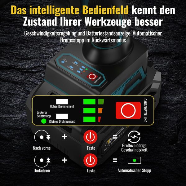 ESSGOO Clé à Chocs Sans Fil Brushless, 550Nm Boulonneuse a Choc Electrique avec Deux Batteries 4.0Ah 21V, Visseuse à chocs Fréquence dimpact 3000 IPM/ 3300RPM, avec 5 Douilles à Chocs 27PCS