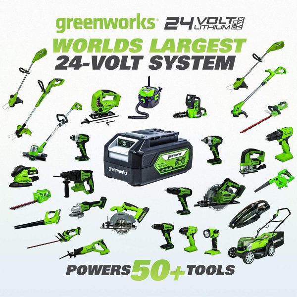 Greenworks Visseuse à chocs électrique pour voiture avec batterie (Li-Ion 24 V 400 Nm Clé sans brosse pour pneus, 2800 tr/min, 3 vitesses)