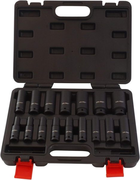 Makita DTW1002Z Clé à chocs sans balai, 1 000 N m, couleur bleue  US PRO B1340 Jeu de 16 douilles à choc 1/2 de 10 à 32 mm