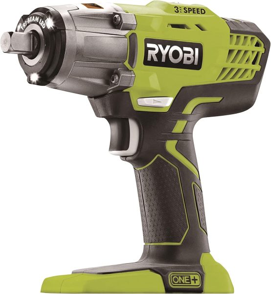 Ryobi - Boulonneuse Électrique Sans Fil 18V ONE+ 400 Nm - Clé à Chocs 3 Vitesses et 3 Couples - Fixation Carrée 1/2 et Adaptateur Hexagonal 1/4 - Inverseur de Rotation - R18IW3-0