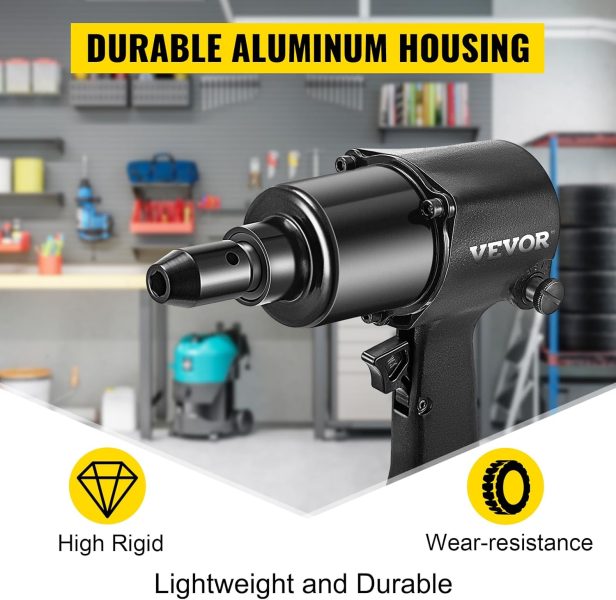 VEVOR Clé à Choc sans Fil, 660 Nm Deboulonneuse à Choc Pneumatique, Réversible Boulonneuse à Choc, Clé Choc Pneumatique Mécanisme Twin-Hammer, Coque en Aluminium et Compacte Visseuse à Choc