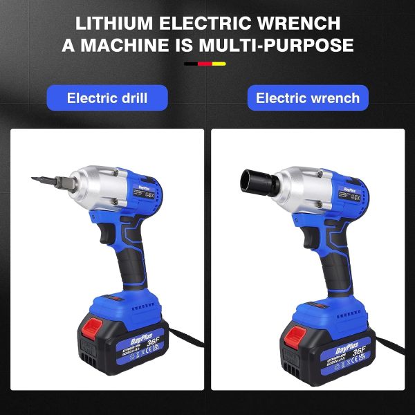 VickyHome Clé à Khos Sans Fil Brushless, 420Nm Boulonneuse a Choc Electrique Avec la Batterie 3000mAh, Boulonneuse a Choice avec 4 Douille Pour la Voiture et la Maison, 0-4400RPM, 420Nm