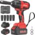 NIEYONGT Cordless Electric Impact Wrench Clé à Choc Sur Batterie 1/2&Prime; Clé a Choc Sans Fil 8000mAh avec Chargeur Rapide, 21V Visseuse a Choc electrique avec 4 Buses à Choc Clef a Choc Batterie