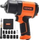 VEVOR Clé à Choc Pneumatique Carré 1,27 cm Clé à Chocs Air Comprime 1898 Nm 8000 tr/min Plastique et Acier avec Douilles Connecteur Rapide Air Barre Extension pour Réparations Auto Lourdes Mécaniciens