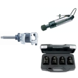Ingersoll-Rand, Pack pour changements de pneus sur véhicules lourds avec clé à chocs à poignée droite 1&Prime;, 285B-6 avec jeux de douilles longues (27, 30, 32, 33 mm) et lustreuse pneumatique, ENSEMBLE