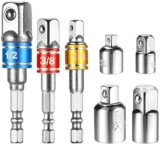 Newder Forets Hexagonale Reducteur Connexion Adaptateur Douille 3 Pièces Socket Extension Adaptateur Bit Set + Lot de 4 Adaptateurs Réducteurs Pour Clés à Rochet/Clé à Douille 1/2&Prime; 3/8&Prime; 1/4&Prime; Outils