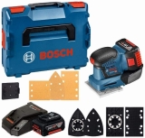 Bosch Professional 18V System ponceuse vibrante GSS 18V-10 (avec 2 batteries 5,0 Ah + chargeur, 3 feuilles abrasives G120, 3 plateaux de ponçage, 1 gabarit de perforation, 1 tournevis, L-BOXX 136)