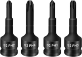 HEIBTENY Lot de 4 adaptateurs de clé à douille 3/8&Prime; – Embout de tournevis à choc – Tête d&rsquo;adaptation PH1, PH2, PH3, PH4