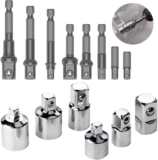 14 Pcs Adaptateur Douille Visseuse Cle a Choc Cliquet 1/2&Prime; 3/8&Prime; 1/4&Prime;, 8 Pcs Socket Adaptateurs Réducteurs + 6 Pcs Socket Extension Adaptateur Bit Set Pour Clés à Rochet/Clé Douille à Outils