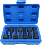 Lot de 7 douilles Wrnech, douille à choc 3/8&Prime;, tournevis Torx hexagonal, clé pneumatique en forme de T
