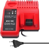 HUIOP Chargeur de Batterie Li-ION M12-18C pour Milwaukee 12 V 14.4V 18V C1418C 48-11-1815/1828/1840 Batterie de Lithium M18 M14 M12