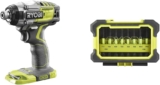 Ryobi R18IDBL-0 Visseuse a Choc DeckDrive & 4892210149084 Coffret Antichocs 10 Accessoires de Vissage, Multicolore