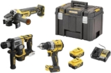 DeWalt Kit 3 Outils XR 18V 5Ah brushless perceuse visseuse DCD800 + Perforateur SDS Plus DCH172 + Meuleuse d&rsquo;angle DCG405-DCK355P2T-QW