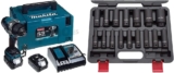 Boulonneuse à chocs 18V LXT 1050Nm 3/4&Prime; (2×5,0 Ah) en MAKPAC – MAKITA DTW1001RTJ & US PRO B1340 Jeu de 16 douilles à choc 1/2&Prime; de 10 à 32 mm