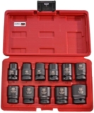 Coffret 11 douilles chocs 1/2&Prime;, pour clé à chocs pneumatique, douilles pneumatiques haute qualité professionnelle