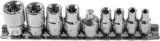 Högert HT1A884 Lot de 9 douilles à douille en alliage d&rsquo;acier au chrome vanadium I Jeu de 9 clés à douille Torx Argenté 1/4&Prime; E5-E8, 3/8 E10-E16, CRV