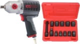KS TOOLS 515.1210 Clé à Chocs Monster 1/2 », Clé A Choc Electrique Et Boulonneuse A Choc, 3 Réglages De Couple – 1690 Nm – Gris & Coffret de douilles à chocs 6 pans 1/2 » – 10 douilles, 12 pièces