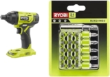 RYOBI – Visseuse à Chocs 18 V ONE+ (Batterie et Chargeur non Inclus) pour Visser, Dévisser,Boulonner & Coffret antichocs 31 accessoires de vissage : 30 embouts PH/PZ/SL/HEX/TX + 1 porte-embout
