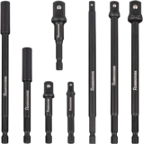 FOURROBBER Jeu d&rsquo;adaptateurs de douilles hexagonales embout d&rsquo;extensions 8 avec support de 3 pièces 1/4&Prime;, 3/8 « et 1/2 », carré creux (8PCS)