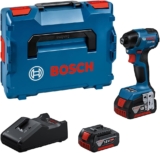 Bosch Professional 18V System visseuse à chocs sans-fil GDR 18V-220 C (jusqu’à 3 400 tr/min, couple 220 Nm, moteur sans charbon, 2 batteries 5,0 Ah, chargeur GAL 18V-40, module connectivité, L-BOXX)