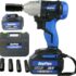 Lucn Boulonneuse sans fil 18 V 1/2&Prime;, Clé à chocs Gun Torque 420Nm Impact Driver Tool Ratchet Hochet Écrou Électrique avec 2 batteries