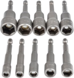 Douille Hexagonale Magnétique TIMESETL 10Pcs Douille Visseuse à Choc 6-15mm, Clés à Douille Magnétique Hexagonale Douille Set Magnétique 1/4 Hexagonale Douille Prise Adaptateur Outil