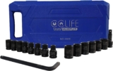 CCLIFE 16 pièces Coffret douilles a choc hexagonale 1/2&Prime; avec Rallonge douille et Clé poignée en L | Cr-Mo | Douilles 10-24mm