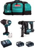 MAKITA Kit MK215 (Clé à Chocs DTW1002 + Perforateur DHR171 + 2 Batteries de 5,0 Ah + Chargeur + LXT600)