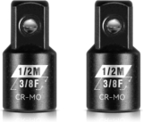 BLACKROBOT Lot de 2 adaptateurs de douille à choc 3/8&Prime; F vers 1/2&Prime; M, acier SAE Drive Cr-Mo dépasse les normes ANSI, réducteur carré pour clé à percussion