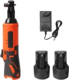 Lifellery Clé à cliquet sans fil, clé à cliquet électrique 3/8&Prime;, clé à chocs avec lumière LED, outil électrique puissant avec 2 batteries et chargeur (12V 225PRM)