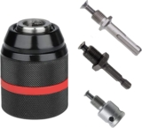Mandrin Perceuse 1.5-13mm, Filetage 1/2&Prime; 20UNF, Rapide Adaptateur Mandrin Visseuse, avec SDS Plus, 1/4 HEX et clé à Chocs, Outil de Conversion, pour Perceuse Électrique, Clé Électrique (4)