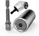 Newder Clé à douille universelle Écrou universel Outils à main multifonctions 7-19mm avec un tournevis à 105 ° Adaptateur de fixation et réparation