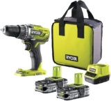 Ryobi 18V ONE+ Perceuse-Visseuse sans Fil, 2 x 1.5Ah Li-ion Batteries R18DD3-2215S