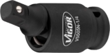 Vigor Clé à chocs articulée V5505N-1/4, pour travailler dans les endroits difficiles d&rsquo;accès, entraînement et sortie carrés 1/4 pouce (6,3 mm), pour actionner la machine