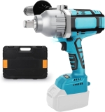 Clé à cliquet sans fil, 2000NM 3/4&Prime; cliquet sans balais compatible avec Makita 18V batterie, 5000RPM cliquet électrique avec 3 vitesses, poignée supplémentaire et boîte plastique (Sans batterie)