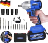 Visseuse à percussion sans fil 18 V 1/2&Prime; Clé carrée avec batterie 6,0 Ah – Charge rapide, couple élevé 420 Nm, vitesse variable et marche arrière avec socle et lumière LED