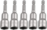 Saipor 5 Pièces Embout Douille Visseuse 13mm 1/4&Prime; Hexagonale Magnetique Adaptateur Visseuse Douille à Choc pour Écrou pour Perceuse à Main, Clé à Douille, Longueur de 65 mm