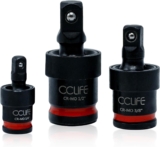 CCLIFE Douille à cardan 1/2&Prime; 3/8&Prime; 1/4&Prime; Cardan pour clé à choc ou cliquet embouts outils, 3 pcs 360° Rotatifs Joint Universal acier au chrome-molybdène