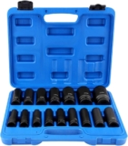 Jeu de 16 douilles à percussion, Jeu de douilles à impact Douilles Torx Entraînement Douille cle a choc 1/2&Prime; 10-32 mm Écrous hexagonaux Coffret Douille a Choc Pneumatique