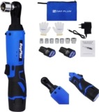 HSHa Clé à cliquet sans fil 12V outil électrique à clé droite, outil électrique à cliquet, couple élevé 40n.m, 2300 tr/min, outil électrique portable sans fil avec 2 batteries