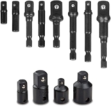 Bestgle – Jeu de clés à cliquet 12 en 1 – Avec 8 adaptateurs de douilles 1/4&Prime;, 3/8&Prime;, 1/2&Prime; – 4 adaptateurs de douilles à choc et réducteurs