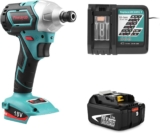 【3 pièces Set】 Powayup 1X Clé à Choc sans Fil, 1X pour Makita Batterie 18V 5.0Ah BL1850B,Et 1x 14.4V – 18V Chargeur de Remplacement pour Makita DC18RCT，Et Une boîte à Outils