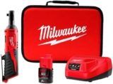 Milwaukee M12IR-201B (3/8&Prime;) M12 Compact Impact Cliquet (1 batterie Li-ion 2 Ah, chargeur, sac souple), Rouge